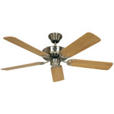 5-flg. Deckenventilator "Classic Royal" in Chrom geb&uuml;rstet / Buche ged&auml;mpft