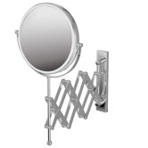 Mirror Pure 9" X 9" Mevedo Make Up Magnifying Mirror Wall Mount Revolving Scissor Style in Polished Chrome