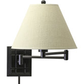 12"  Swing Arm Wall Lamp in Oil Rubbed Bronze with Linen Hardback Shade
