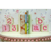 ABC 123 Bookends in Pink / Green