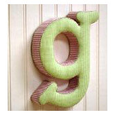 "g" Fabric Letter in Pink / Green
