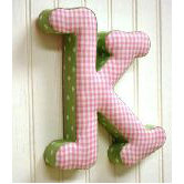 "k" Fabric Letter in Pink / Green
