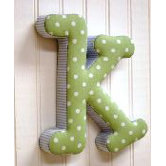 "k" Fabric Letter in Blue / Green