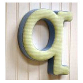 "q" Fabric Letter in Blue / Green