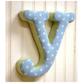 "y" Fabric Letter in Blue / Green