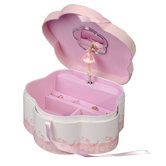 Ella Girl's Wooden Musical Ballerina Jewelry Box with Fashion Paper Overlay