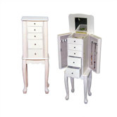Alexis Slim Jewelry Armoire in Ivory