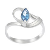 Sterling Silver Blue Topaz Marquise Cut Ring