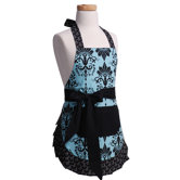 Girls' Original Apron in Aqua Damask
