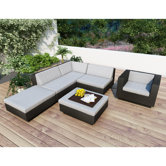Beach Grove Park Terrace 6 Piece Deep Seating Group with Cushions