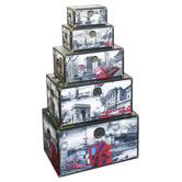 5 Piece London City Scene Storage Box Set