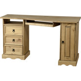 Corona Corner Computer Desk in Distressed Waxed Pine