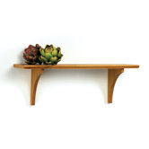 Wide Mission Craft Bracket Shelf in Honey Oak