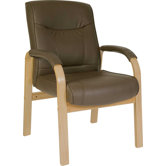 Richmond Leather And Wood Visitor's Chair in Brown
