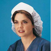 White O.R. Polypropylene Non-Woven Bouffant Cap With Heavyweight White Cardboard Visor (50 Per Box)