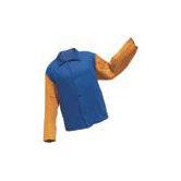 30" Royal Blue 9 Ounce Westex&reg; Proban&reg; FR7A&reg; Cotton Flame Retardant Jacket With Snap Front Closure And Cowhide Leather Sleeves