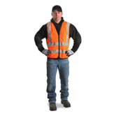 Orange Polyester Surveyors Vest With Zipper Closure, 2" 3M&trade; Scotchlite&trade; Reflective Stripes, 9 Outside Pockets And 3 Inside Pockets