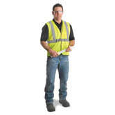 Yellow Polyester Mesh Economy Class 2 Vest With Front Hook And Loop Closure, 2" Beaded Tape And 1 Outside Pocket