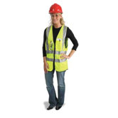 Yellow Polyester Surveyors Vest With Zipper Closure, 2" 3M Scotchlite Reflective Stripes, 9 Outside Pockets And 3 Inside Pockets