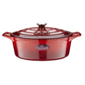 Cast Iron 29cm Oval Casserole in Red