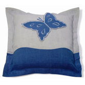 Embroidery Butterfly Pillow in Blue