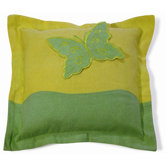 Embroidery Butterfly Pillow in Green