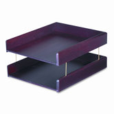 Hardwood Letter Desk Tray, Two-Tier, Mahogany