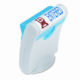 Clik! Premium Two-Color Message Stamp, Entered, Pre-Ink/Re-Ink, Blue/Red