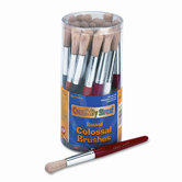 Round Natural Bristle Colossal Brushes, Colored Wood Handles, 30 per Container