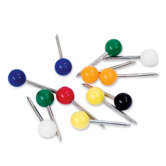 Round Map Tacks, 3/16" head, 3/8" Long, 10 per Box, Assorted