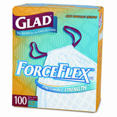 Glad Drawstring ForceFlex Tall Kitchen Bags, 13 gal, .95mil, 24 x 28, White, 100/ctn
