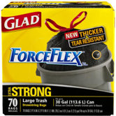 (70 per Carton) 30 Gallon Drawstring Force Flex Trash Bags in Black
