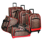 Animal Print 5 Piece Spinner Luggage Set