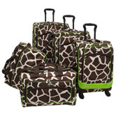 Animal Print 5 Piece Spinner Luggage Set