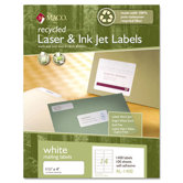 Recycled Laser and InkJet Labels, 1 1/3 x 4, White, 1400/Box