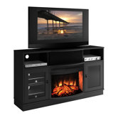Contemporary 64" TV Stand with Curved Electric Fireplace
