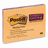 Super Sticky Large Format Notes, 8x6, Four Colors, Four 45-Sheet Pads/pk