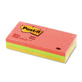Neon Color Notes, 3 x 3, Two Neon Colors, Six 100-Sheet Pads/pack