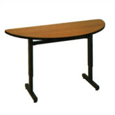 Half Round Study / Work Table with Glides and Adjustable Height