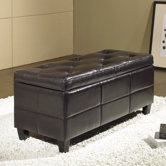 Tribeca Leather Storage Ottoman in Espresso