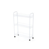 Three Tier Rolling Household Cart in White
