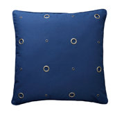 Textured Grommeted Navy Cotton Gold Grommets Pillow