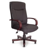 High Back Leather Executive Chair with Wooden Base