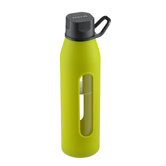 22 Oz Classic Glass Water Bottle with Black Lid and Jacket in Green Apple