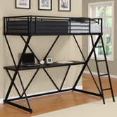 X Shaped Twin Low Loft Bed with Desk