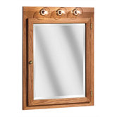 Bostonian Series 24" x 32" Red Oak Lighted Medicine Cabinet in Honey Oak Finish