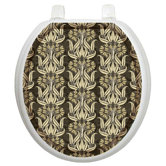 Toilet Seat Applique with Bell Flowers in Brown Design