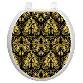 Toilet Seat Applique with Rococo Black and Gold Design