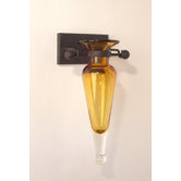 Amphora Vase on Wall Sconce with Finials and Hinge in Amber and Black