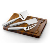 Acacia Wood Cheese Board with Knife Set